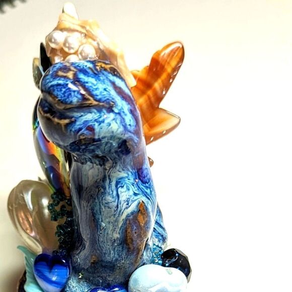 Wendy Gell Minature Sculpture Baby Dragon with Quartz Crystal, Rainbow Heart. - Picture 3 of 4